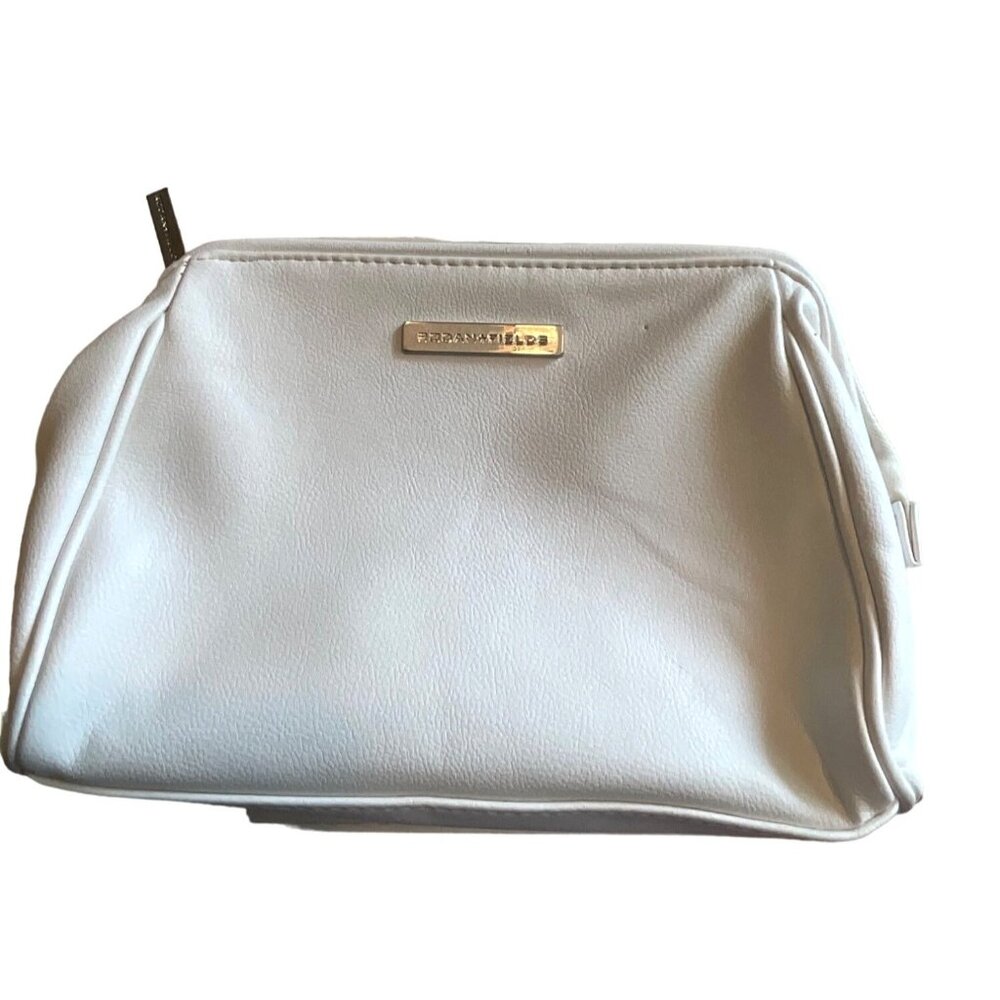 Rodan + Fields White Cosmetic Bag With Gold Logo Plate Minor Imperfections